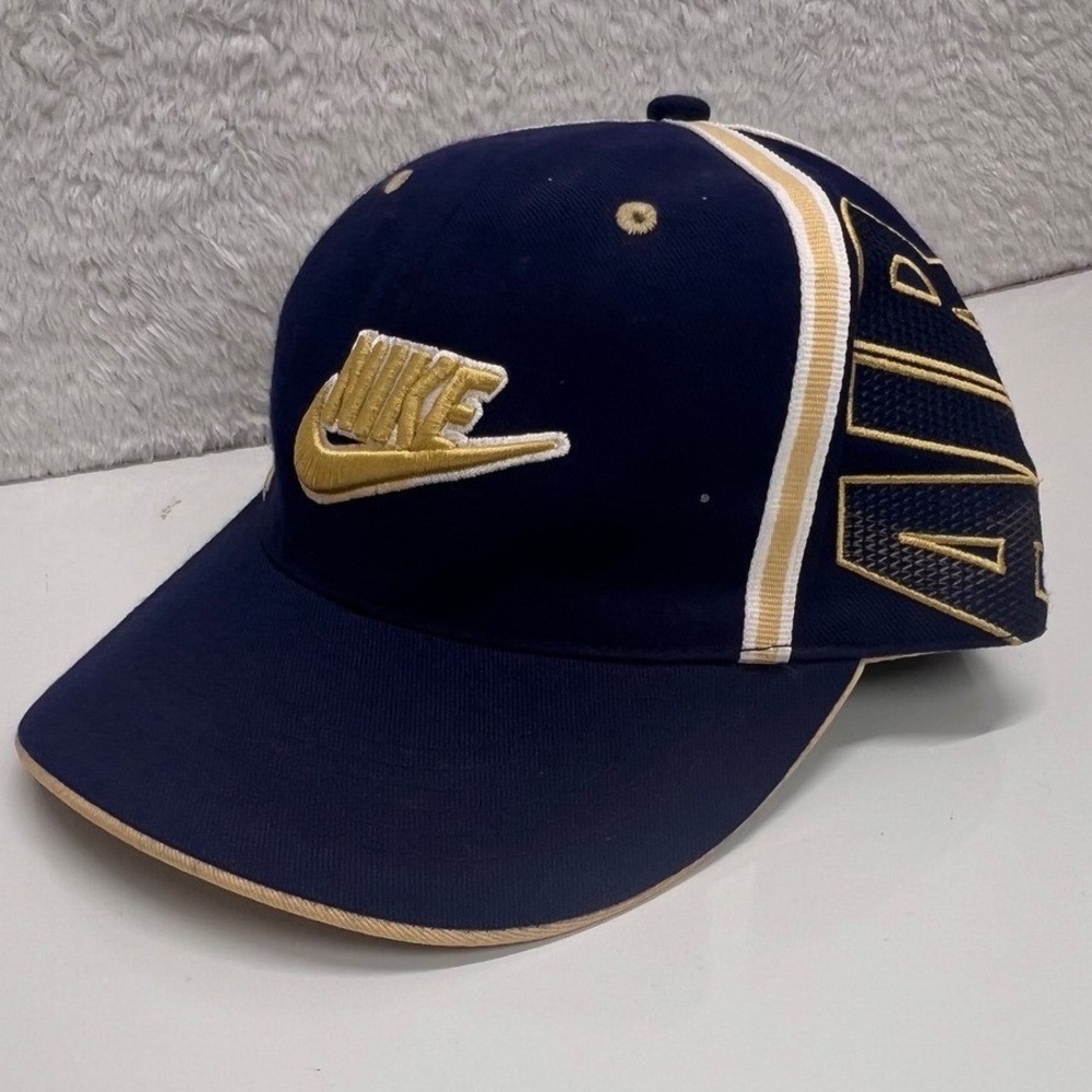 VTG Nike Air Baseball Cap Hat Navy Blue Gold Embroidered Adjustable Strapback
